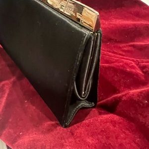 Black Satin Ferragamo evening clutch